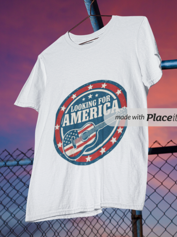 Looking For America American Flag Guitar T Shirt